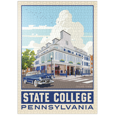 Darstellung des Puzzle Motivs puzzleplate American College Towns: State College, PA, Vintage Poster 1000 Puzzle