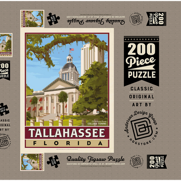 Darstellung des Puzzle Motivs American College Towns: Tallahassee, FL, Vintage Poster 200 Puzzle Schachtel 3D Modell
