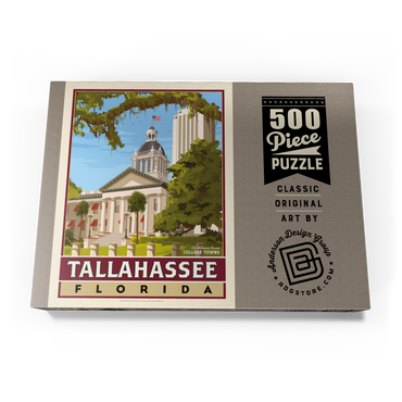 Darstellung des Puzzle Motivs American College Towns: Tallahassee, FL, Vintage Poster 500 Puzzle Schachtel Ansicht3