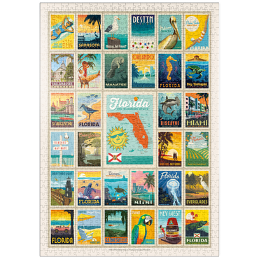 Darstellung des Puzzle Motivs puzzleplate Florida: Multi-Image Print, Vintage Poster 1000 Puzzle