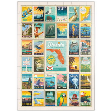 Darstellung des Puzzle Motivs puzzleplate Florida: Multi-Image Print, Vintage Poster 100 Puzzle