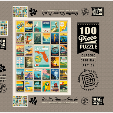 Darstellung des Puzzle Motivs Florida: Multi-Image Print, Vintage Poster 100 Puzzle Schachtel 3D Modell