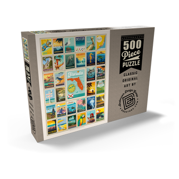 Darstellung des Puzzle Motivs Florida: Multi-Image Print, Vintage Poster 500 Puzzle Schachtel Ansicht2