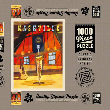 Darstellung des Puzzle Motivs Nashville, TN: Grand Ole Opry (Mod Design), Vintage Poster 1000 Puzzle Schachtel 3D Modell