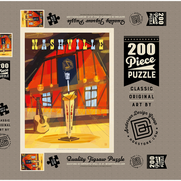 Darstellung des Puzzle Motivs Nashville, TN: Grand Ole Opry (Mod Design), Vintage Poster 200 Puzzle Schachtel 3D Modell