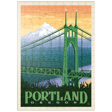 Darstellung des Puzzle Motivs puzzleplate Portland, Oregon: St. Johns Bridge, Vintage Poster 200 Puzzle
