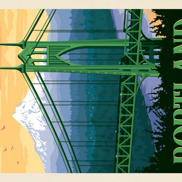 Darstellung des Puzzle Motivs Portland, Oregon: St. Johns Bridge, Vintage Poster 200 Puzzle 3D Modell