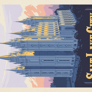 Darstellung des Puzzle Motivs Salt Lake City, Utah: Temple Square, Vintage Poster 1000 Puzzle 3D Modell