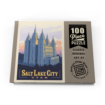 Darstellung des Puzzle Motivs Salt Lake City, Utah: Temple Square, Vintage Poster 100 Puzzle Schachtel Ansicht3