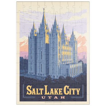 Darstellung des Puzzle Motivs puzzleplate Salt Lake City, Utah: Temple Square, Vintage Poster 100 Puzzle