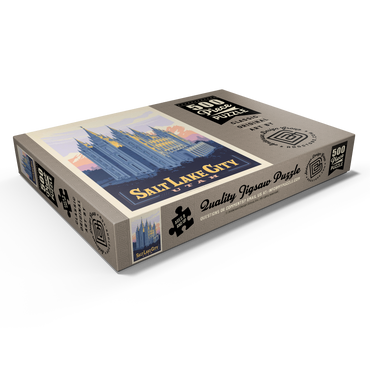 Darstellung des Puzzle Motivs Salt Lake City, Utah: Temple Square, Vintage Poster 500 Puzzle Schachtel Ansicht1