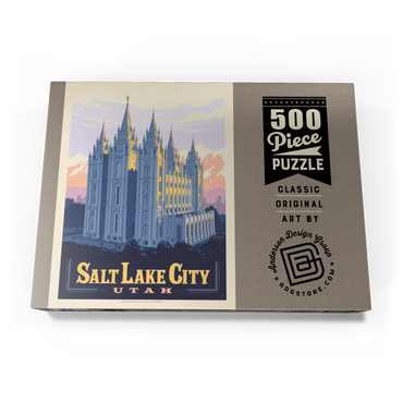 Darstellung des Puzzle Motivs Salt Lake City, Utah: Temple Square, Vintage Poster 500 Puzzle Schachtel Ansicht3