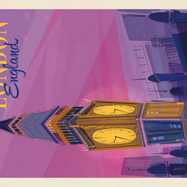 Darstellung des Puzzle Motivs England: London, Big Ben (Mod Design), Vintage Poster 1000 Puzzle 3D Modell