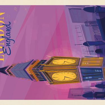 Darstellung des Puzzle Motivs England: London, Big Ben (Mod Design), Vintage Poster 100 Puzzle 3D Modell