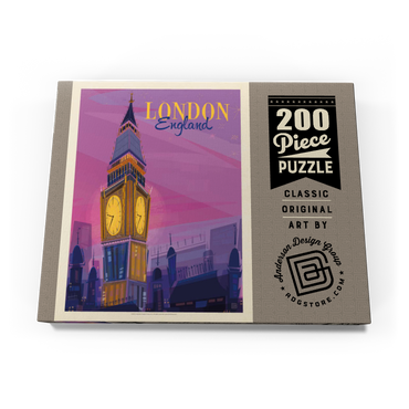 Darstellung des Puzzle Motivs England: London, Big Ben (Mod Design), Vintage Poster 200 Puzzle Schachtel Ansicht3