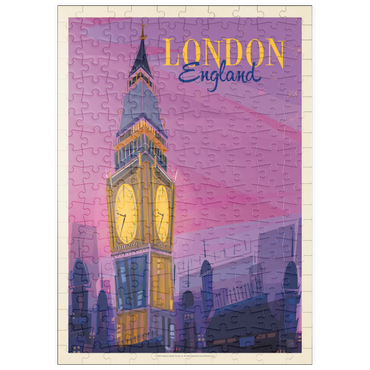 Darstellung des Puzzle Motivs puzzleplate England: London, Big Ben (Mod Design), Vintage Poster 200 Puzzle