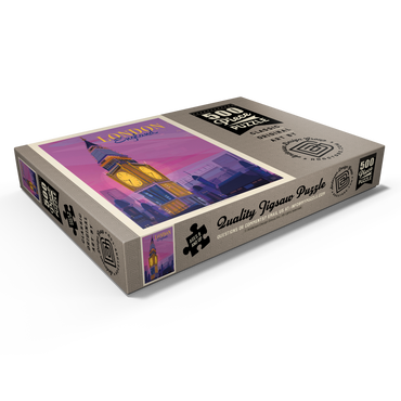 Darstellung des Puzzle Motivs England: London, Big Ben (Mod Design), Vintage Poster 500 Puzzle Schachtel Ansicht1