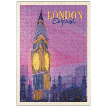 Darstellung des Puzzle Motivs puzzleplate England: London, Big Ben (Mod Design), Vintage Poster 500 Puzzle