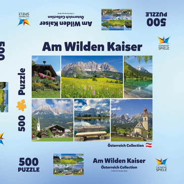 Darstellung des Puzzle Motivs Am Wilden Kaiser: Ellmau, Scheffau und Going in Tirol 500 Puzzle Schachtel 3D Modell