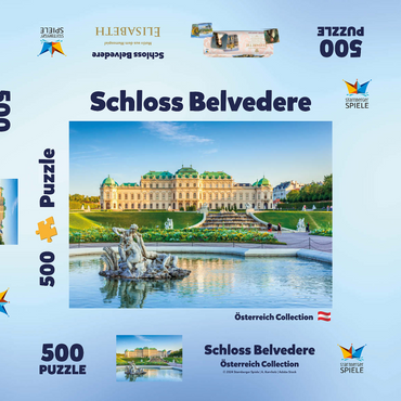 Darstellung des Puzzle Motivs Schloss Belvedere in Wien, Österreich 500 Puzzle Schachtel 3D Modell