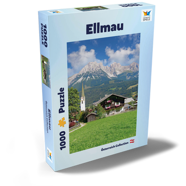 Darstellung des Puzzle Motivs Ellmau am Wilden Kaiser in Tirol, Österreich 1000 Puzzle Schachtel Ansicht2