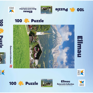 Darstellung des Puzzle Motivs Ellmau am Wilden Kaiser in Tirol, Österreich 100 Puzzle Schachtel 3D Modell