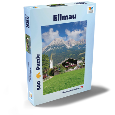 Darstellung des Puzzle Motivs Ellmau am Wilden Kaiser in Tirol, Österreich 500 Puzzle Schachtel Ansicht2