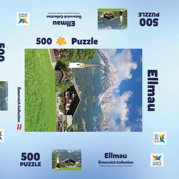 Darstellung des Puzzle Motivs Ellmau am Wilden Kaiser in Tirol, Österreich 500 Puzzle Schachtel 3D Modell