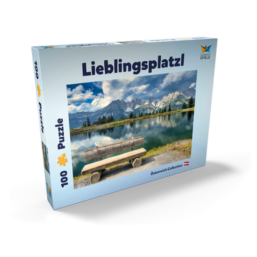 Darstellung des Puzzle Motivs Lieblingsplatzl am Wilden Kaiser, Österreich, Tirol - Kaisergebirge, Astbergsee 100 Puzzle Schachtel Ansicht2