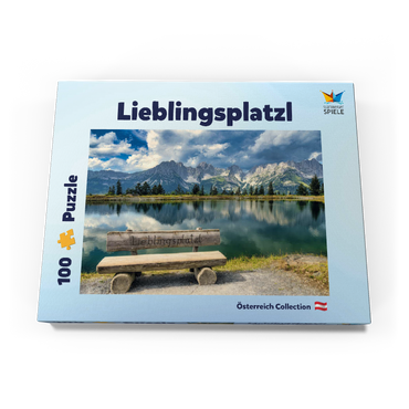 Darstellung des Puzzle Motivs Lieblingsplatzl am Wilden Kaiser, Österreich, Tirol - Kaisergebirge, Astbergsee 100 Puzzle Schachtel Ansicht3