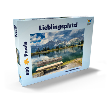 Darstellung des Puzzle Motivs Lieblingsplatzl am Wilden Kaiser, Österreich, Tirol - Kaisergebirge, Astbergsee 500 Puzzle Schachtel Ansicht2