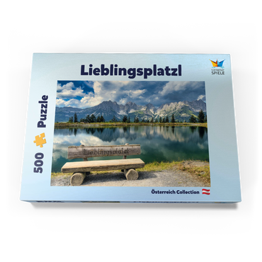 Darstellung des Puzzle Motivs Lieblingsplatzl am Wilden Kaiser, Österreich, Tirol - Kaisergebirge, Astbergsee 500 Puzzle Schachtel Ansicht3