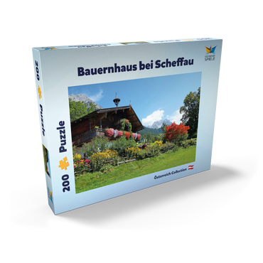 Darstellung des Puzzle Motivs Bauernhaus am Wilden Kaiser bei Scheffau, Österreich, Tirol - Kaisergebirge 200 Puzzle Schachtel Ansicht2
