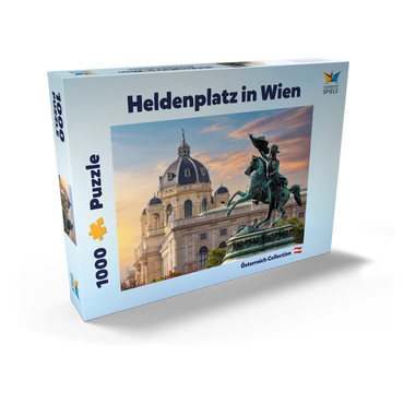Darstellung des Puzzle Motivs Statue auf dem Heldenplatz in Wien, Naturhistorisches Museum - Österreich 1000 Puzzle Schachtel Ansicht2