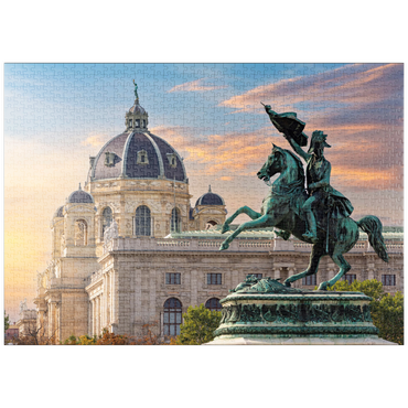 Darstellung des Puzzle Motivs puzzleplate Statue auf dem Heldenplatz in Wien, Naturhistorisches Museum - Österreich 1000 Puzzle