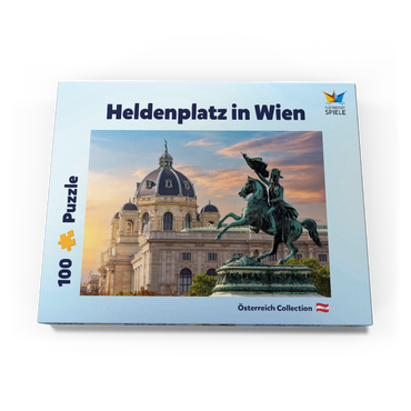 Darstellung des Puzzle Motivs Statue auf dem Heldenplatz in Wien, Naturhistorisches Museum - Österreich 100 Puzzle Schachtel Ansicht3