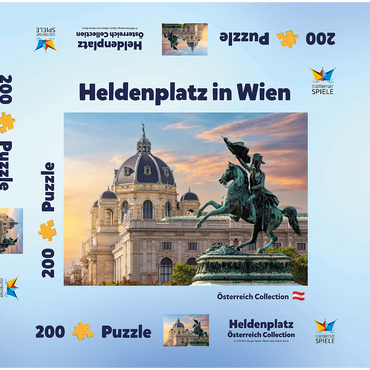 Darstellung des Puzzle Motivs Statue auf dem Heldenplatz in Wien, Naturhistorisches Museum - Österreich 200 Puzzle Schachtel 3D Modell
