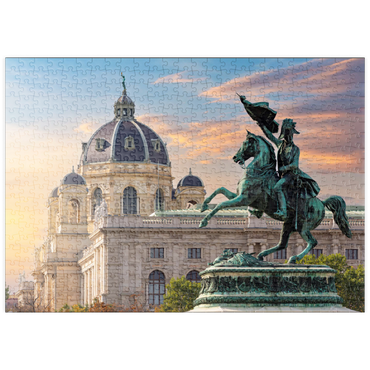 Darstellung des Puzzle Motivs puzzleplate Statue auf dem Heldenplatz in Wien, Naturhistorisches Museum - Österreich 500 Puzzle