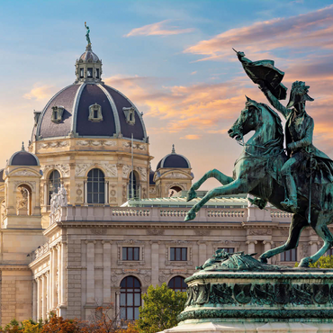 Darstellung des Puzzle Motivs Statue auf dem Heldenplatz in Wien, Naturhistorisches Museum - Österreich 500 Puzzle 3D Modell