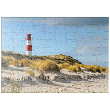 Darstellung des Puzzle Motivs puzzleplate Leuchtturm von List auf der Insel Sylt, Nordsee - Deutschland 100 Puzzle