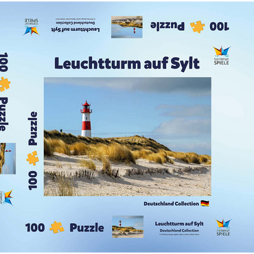 Darstellung des Puzzle Motivs Leuchtturm von List auf der Insel Sylt, Nordsee - Deutschland 100 Puzzle Schachtel 3D Modell