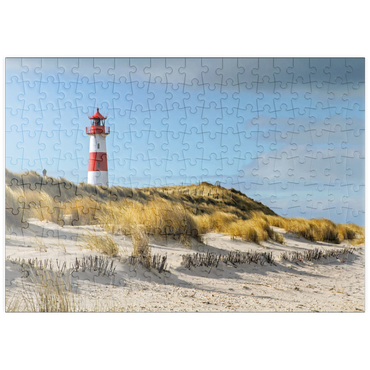 Darstellung des Puzzle Motivs puzzleplate Leuchtturm von List auf der Insel Sylt, Nordsee - Deutschland 200 Puzzle