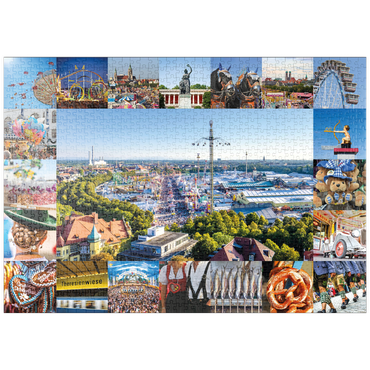 Darstellung des Puzzle Motivs puzzleplate Wiesgaudi No.2 - Bunte Collage vom Oktoberfest in München, Theresienwiese, Bayern, Deutschland 1000 Puzzle