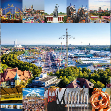Darstellung des Puzzle Motivs Wiesgaudi No.2 - Bunte Collage vom Oktoberfest in München, Theresienwiese, Bayern, Deutschland 1000 Puzzle 3D Modell