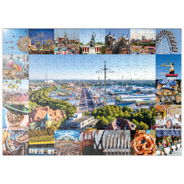 Darstellung des Puzzle Motivs puzzleplate Wiesgaudi No.2 - Bunte Collage vom Oktoberfest in München, Theresienwiese, Bayern, Deutschland 200 Puzzle