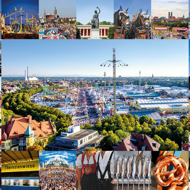 Darstellung des Puzzle Motivs Wiesgaudi No.2 - Bunte Collage vom Oktoberfest in München, Theresienwiese, Bayern, Deutschland 500 Puzzle 3D Modell