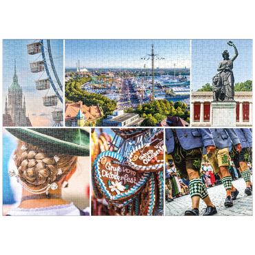 Darstellung des Puzzle Motivs puzzleplate Wiesgaudi No.3 - Bunte Collage vom Oktoberfest in München, Theresienwiese, Bayern, Deutschland 1000 Puzzle