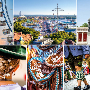 Darstellung des Puzzle Motivs Wiesgaudi No.3 - Bunte Collage vom Oktoberfest in München, Theresienwiese, Bayern, Deutschland 1000 Puzzle 3D Modell