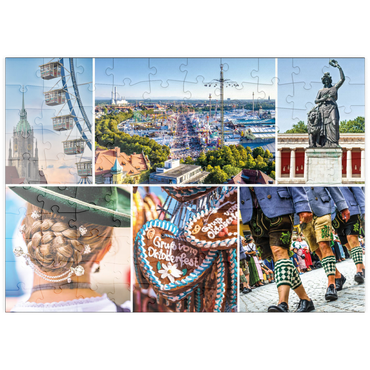 Darstellung des Puzzle Motivs puzzleplate Wiesgaudi No.3 - Bunte Collage vom Oktoberfest in München, Theresienwiese, Bayern, Deutschland 100 Puzzle