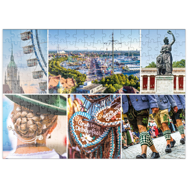 Darstellung des Puzzle Motivs puzzleplate Wiesgaudi No.3 - Bunte Collage vom Oktoberfest in München, Theresienwiese, Bayern, Deutschland 200 Puzzle